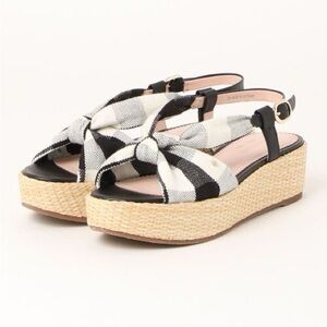kate spade Black & White Knotted Espadrille Platform Sandals